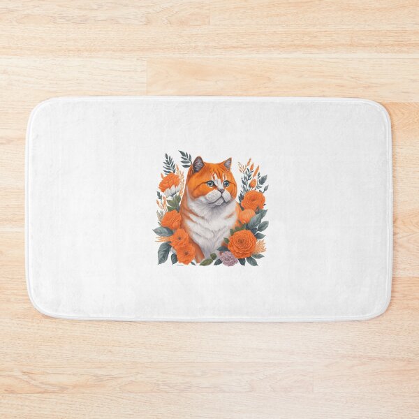 Item preview, Cute Orange British Shorthair with Flowers designed and sold by Clipartopia.