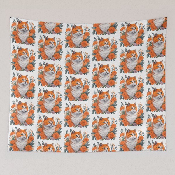 Item preview, Cute Orange British Shorthair with Flowers designed and sold by Clipartopia.