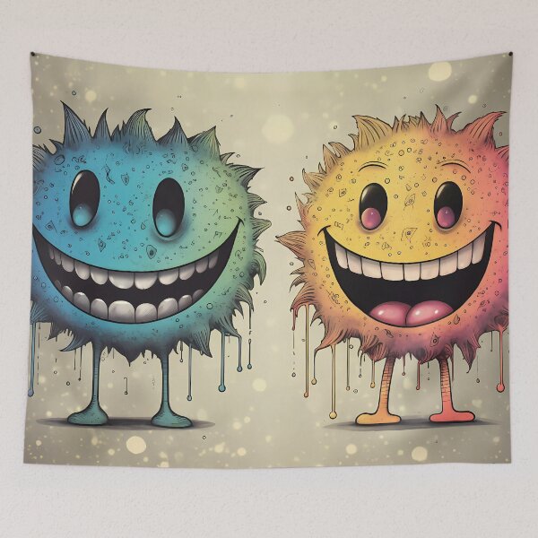 Item preview, Playful Duo: Whimsical Monsters with Infectious Smiles designed and sold by Wallart-Nisyo.