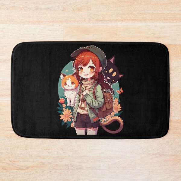 Item preview, Cute Girl & Cats Kawaii Anime Orange and Black Cat Lovers designed and sold by SecretDicer.