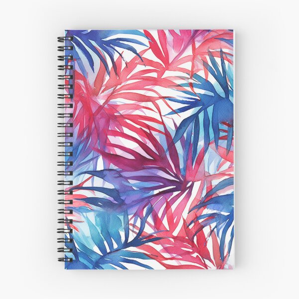 Item preview, Tropical leaves blue-red watercolor pattern designed and sold by DaisyMarroquin.