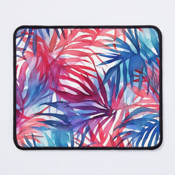Item preview, Tropical leaves blue-red watercolor pattern designed and sold by DaisyMarroquin.