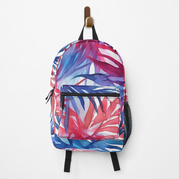 Item preview, Tropical leaves blue-red watercolor pattern designed and sold by DaisyMarroquin.