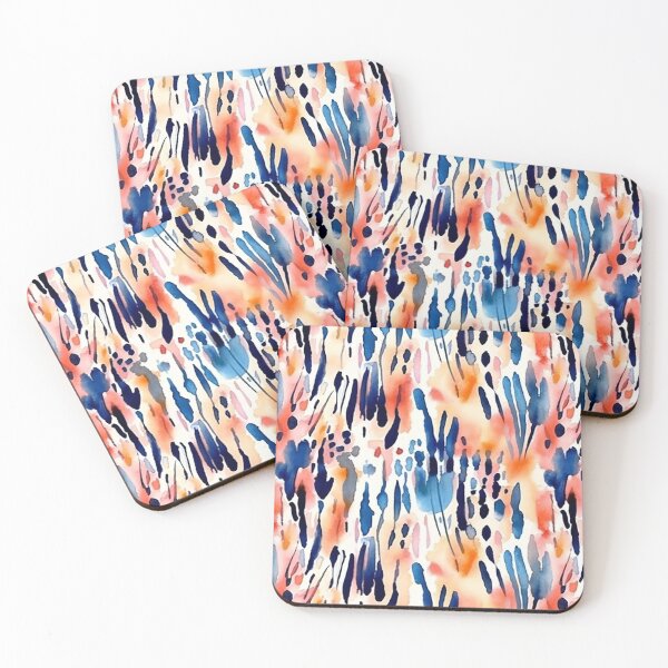Item preview, Boho Peach-Royal blue watercolor animal print pattern designed and sold by DaisyMarroquin.