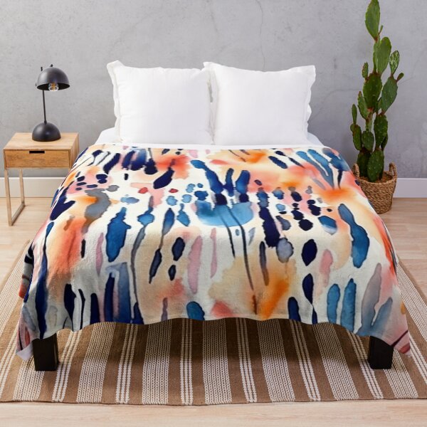 Item preview, Boho Peach-Royal blue watercolor animal print pattern designed and sold by DaisyMarroquin.