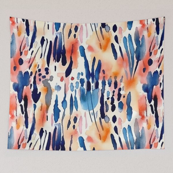 Item preview, Boho Peach-Royal blue watercolor animal print pattern designed and sold by DaisyMarroquin.