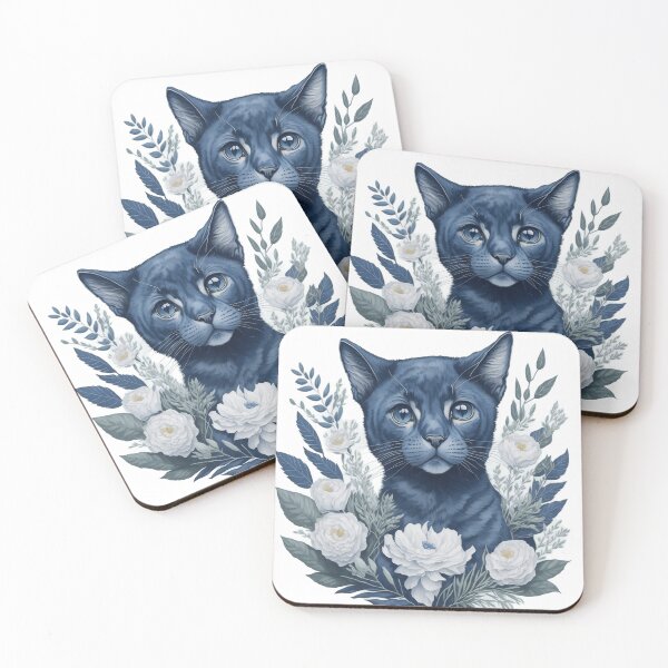 Item preview, Cute Russian Blue with Flowers designed and sold by Clipartopia.