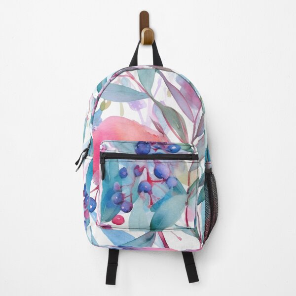 Item preview, Colorful pink turquoise eucalyptus leaves and flowers watercolor pattern designed and sold by DaisyMarroquin.