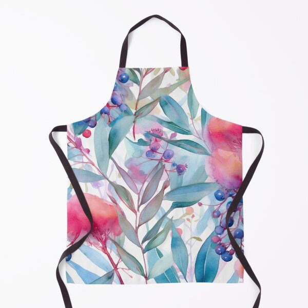 Item preview, Colorful pink turquoise eucalyptus leaves and flowers watercolor pattern designed and sold by DaisyMarroquin.