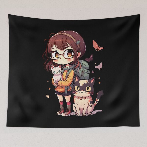 Item preview, Funny Girl & Cats Kawaii Anime Cat Lovers designed and sold by SecretDicer.