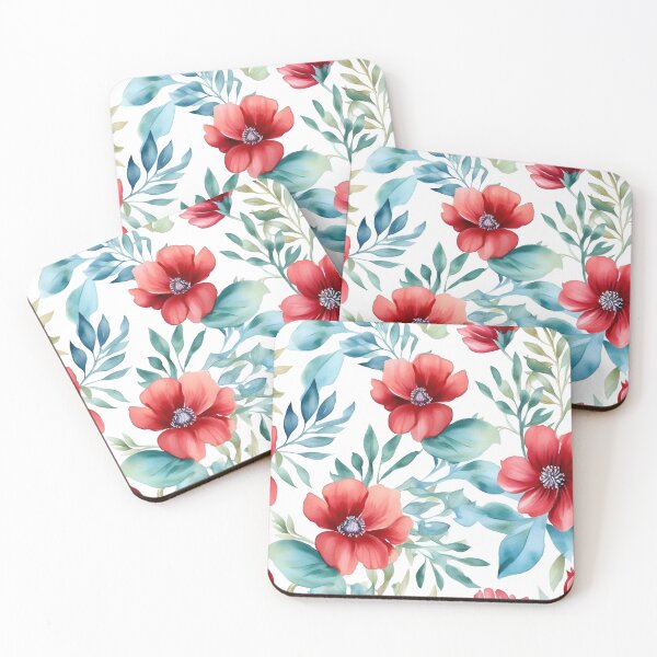 Item preview, Red Watercolor Summer Flowers | Cute Floral Pattern designed and sold by BoredF.