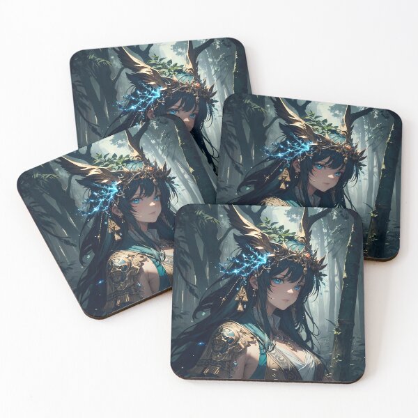 Item preview, Forest Spirit Anime Girl with Antlers designed and sold by ByteyCreatives.