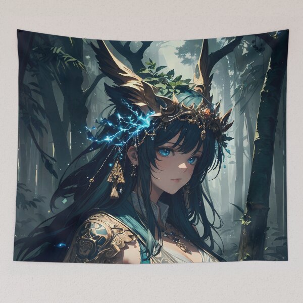 Item preview, Forest Spirit Anime Girl with Antlers designed and sold by ByteyCreatives.
