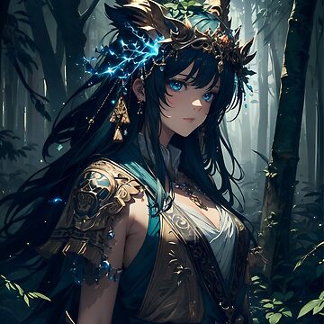 Forest Spirit Anime Girl with Antlers | Sticker