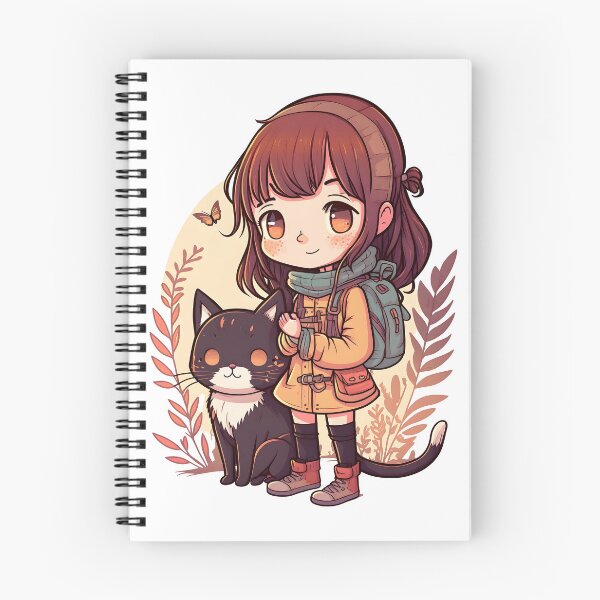 Item preview, Cute Girl & Cat Kawaii Anime Black Cat Lovers designed and sold by SecretDicer.
