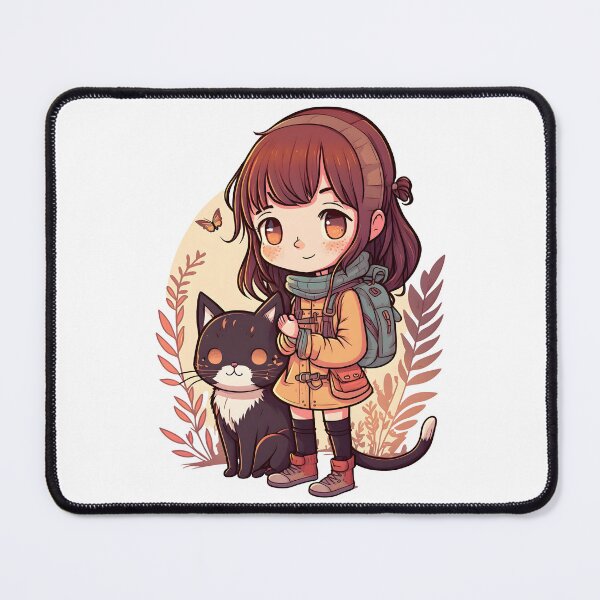 Item preview, Cute Girl & Cat Kawaii Anime Black Cat Lovers designed and sold by SecretDicer.
