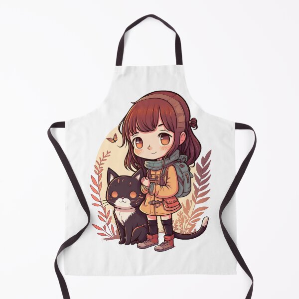Item preview, Cute Girl & Cat Kawaii Anime Black Cat Lovers designed and sold by SecretDicer.