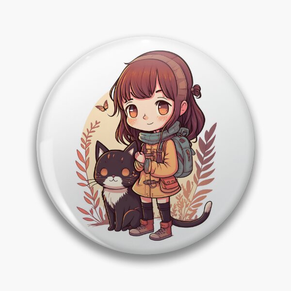 Item preview, Cute Girl & Cat Kawaii Anime Black Cat Lovers designed and sold by SecretDicer.