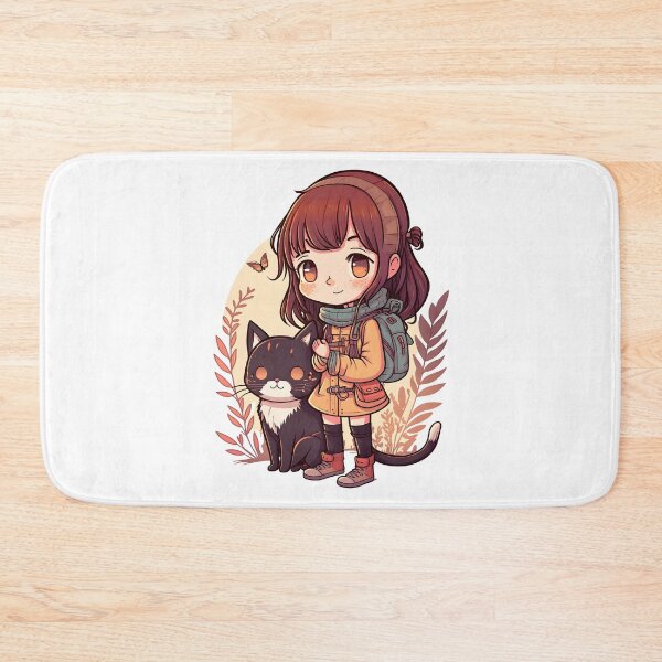 Item preview, Cute Girl & Cat Kawaii Anime Black Cat Lovers designed and sold by SecretDicer.