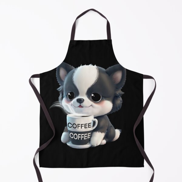 Item preview, Cute black white Dog drinking coffee, coffee lover, dog lover, Australian boarder collie, Siberian husked, Alaskan malamute  designed and sold by hollycooper.