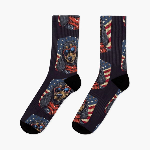 Item preview, Dachshund Dog Red White Blue Patriotic American Flag 4th of July designed and sold by Lovedogz4life.