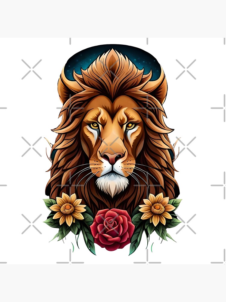 lion-flowers-linework-pattern-tattoo-desireemancia - Stygian Gallery