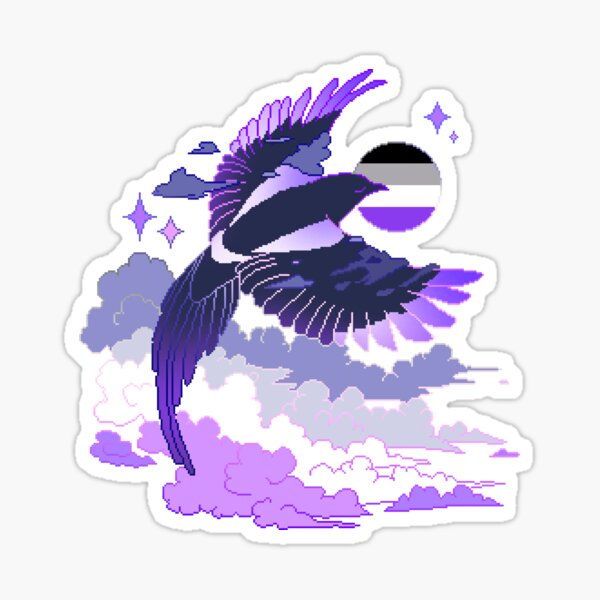 Asexual Flag Lgbt Pride Magpie Pixel Art Sticker For Sale By Oceanicscribble Redbubble