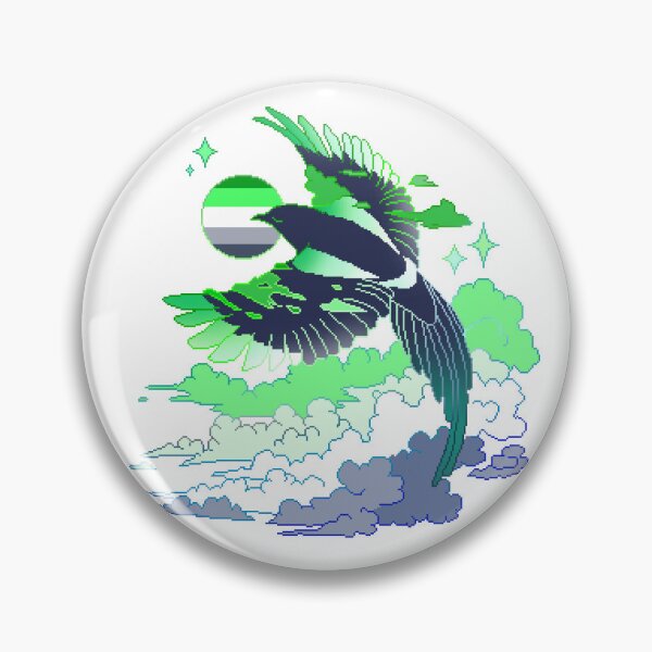 Item preview, Aromantic Flag LGBT Pride Magpie Pixel Art designed and sold by OceanicScribble.