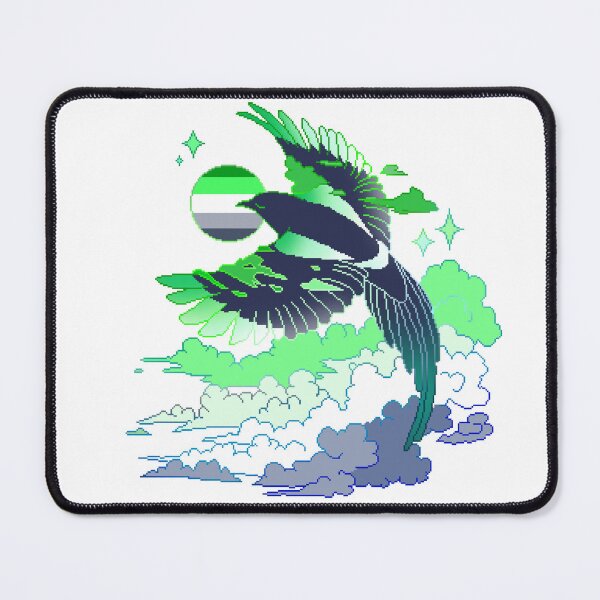 Item preview, Aromantic Flag LGBT Pride Magpie Pixel Art designed and sold by OceanicScribble.