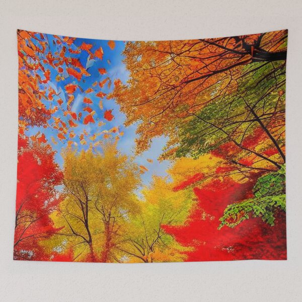 Item preview, Autumn nostalgic view of colorful falling leaves in the wind designed and sold by JaroDesign2023.