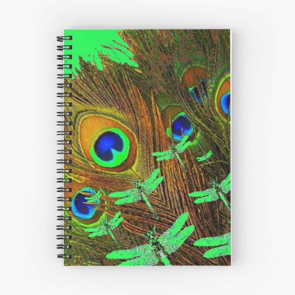 Item preview, EMERALD GREEN DRAGONFLIES PEACOCK FEATHERS ART designed and sold by sharlesart.