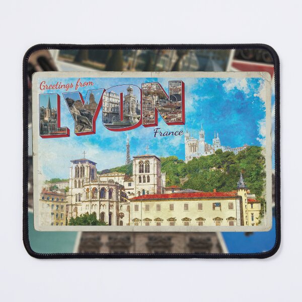 Item preview, Greetings from Lyon in France Vintage style retro souvenir designed and sold by DeveloperProp0.