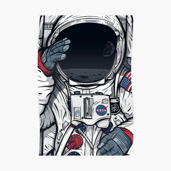 Apollo Lunar Mission Astronaut Illustration (SPACE YO) Poster