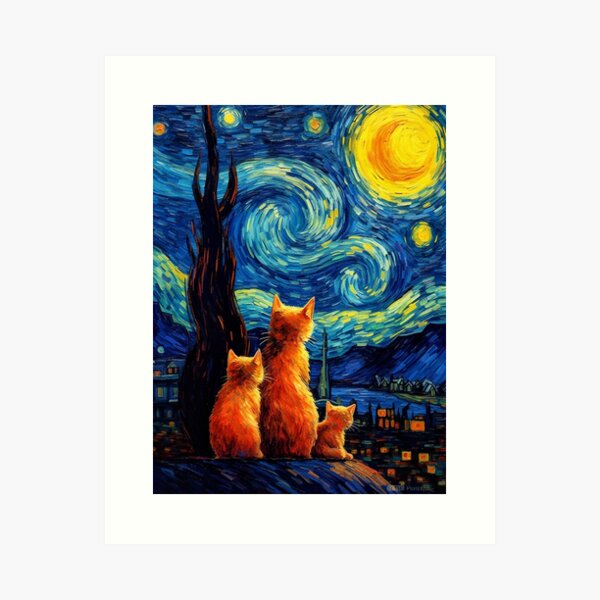 Cat van Gogh  Art Print