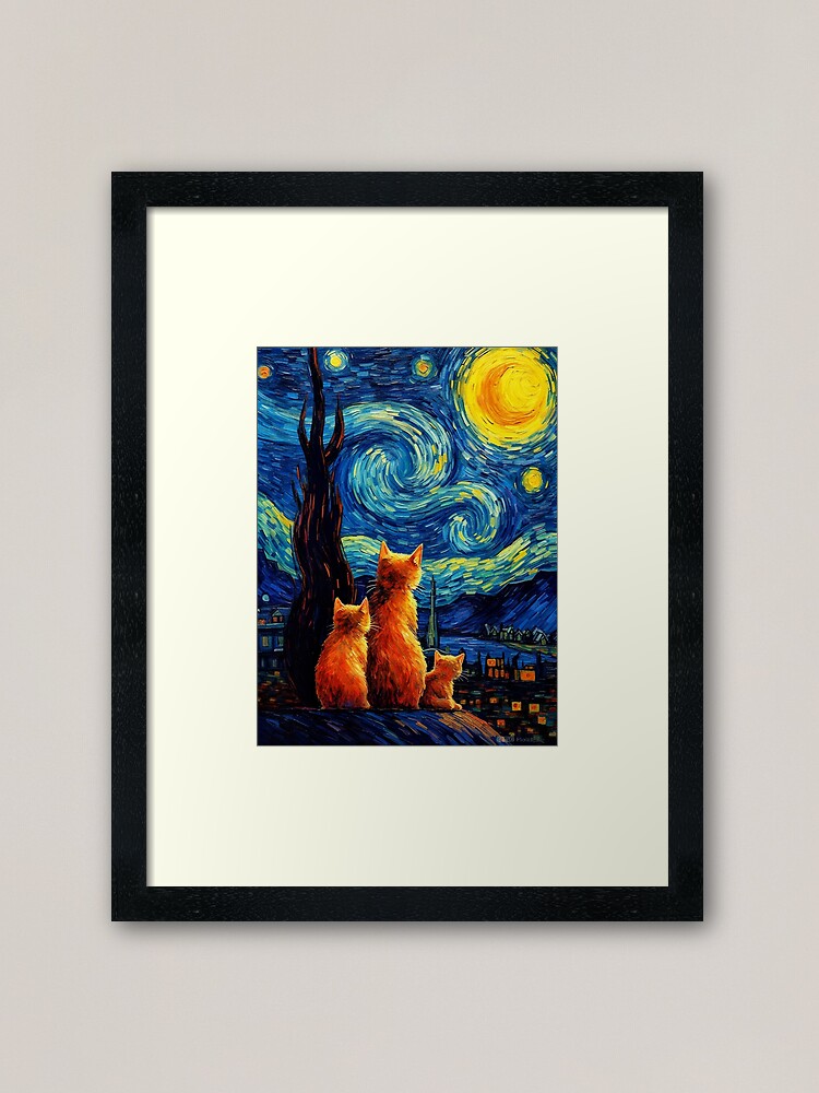 Thumbnail 2 of 7, Framed Art Print, Cat van Gogh designed and sold by Catloco.
