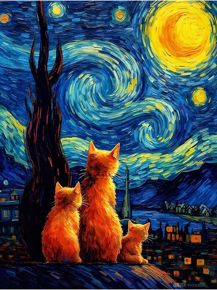 Thumbnail 7 of 7, Framed Art Print, Cat van Gogh designed and sold by Catloco.