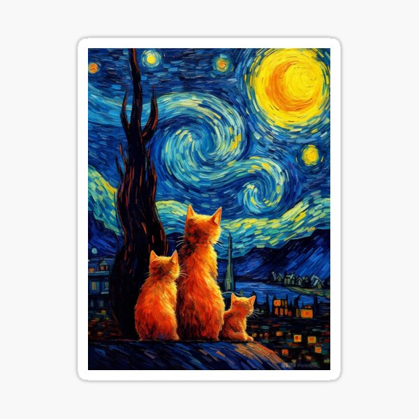 Aperçu de l'œuvre Le chat de Van Gogh créée et vendue par Gatos.  Galáticos.