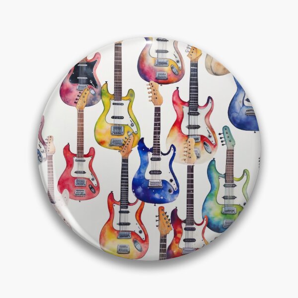 Item preview, Watercolour Electric Guitars Pattern designed and sold by PatternStudios.