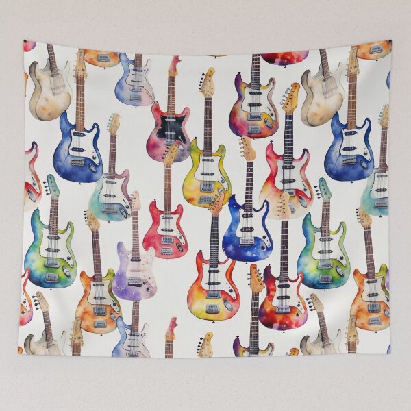Item preview, Watercolour Electric Guitars Pattern designed and sold by PatternStudios.