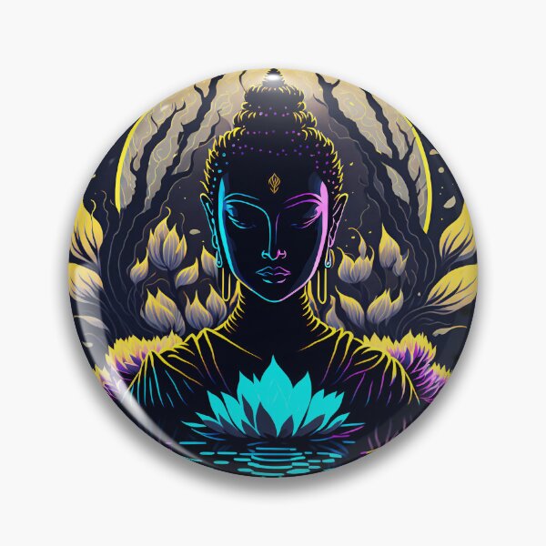 Item preview, Golden Moon Buddha, Visionary art designed and sold by ZenStickConcept.