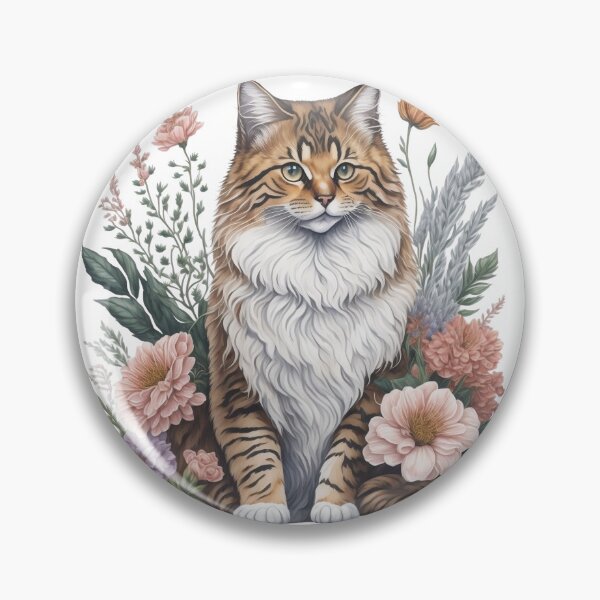 Item preview, Cute Siberian Cat with Flowers designed and sold by Clipartopia.