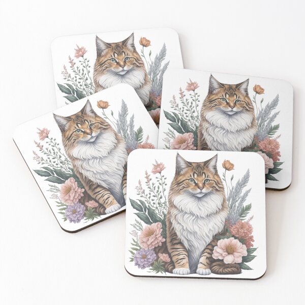 Item preview, Cute Siberian Cat with Flowers designed and sold by Clipartopia.