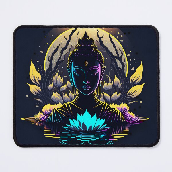Item preview, Golden Moon Buddha, Visionary art designed and sold by ZenStickConcept.