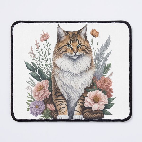 Item preview, Cute Siberian Cat with Flowers designed and sold by Clipartopia.