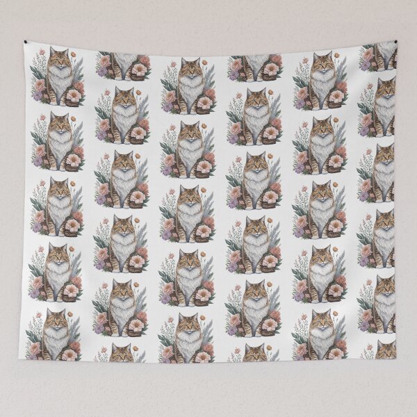 Item preview, Cute Siberian Cat with Flowers designed and sold by Clipartopia.