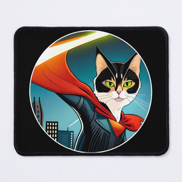 Item preview, Superhero Black & White Cat Super Cat designed and sold by OliversCat.