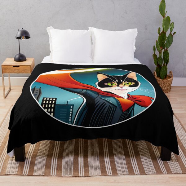 Item preview, Superhero Black & White Cat Super Cat designed and sold by OliversCat.