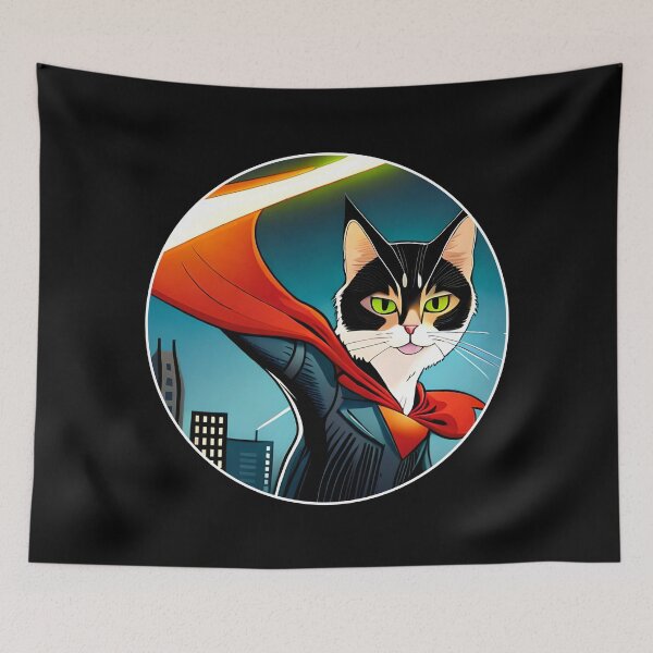 Item preview, Superhero Black & White Cat Super Cat designed and sold by OliversCat.