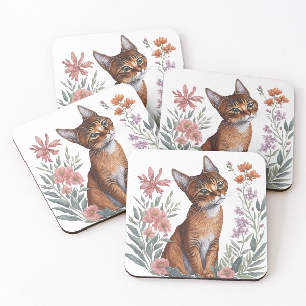 Item preview, Cute Abyssinian with Flowers designed and sold by Clipartopia.