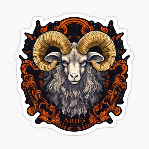 Aries Zodiac Heraldic Crest Sticker
